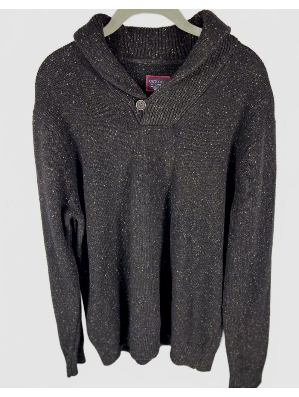 UNTUCKit Van Douzer Donegal Lambswool Silk Shawl Collar Sweater Dark Academia L
